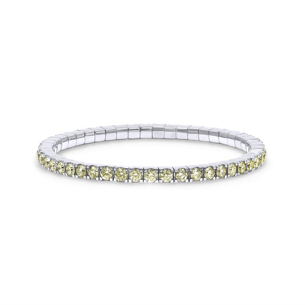 5.36 Cttw Yellow Lab Grown Diamond 3MM Width Stretchable Tennis Bracelet In 14K Solid Gold Jewelry, Size Small