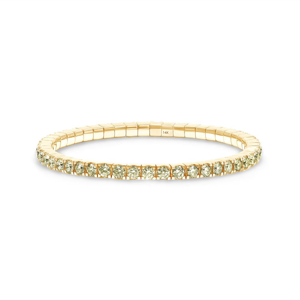 5.36 Cttw Yellow Lab Grown Diamond 3MM Width Stretchable Tennis Bracelet In 14K Solid Gold Jewelry, Size Small