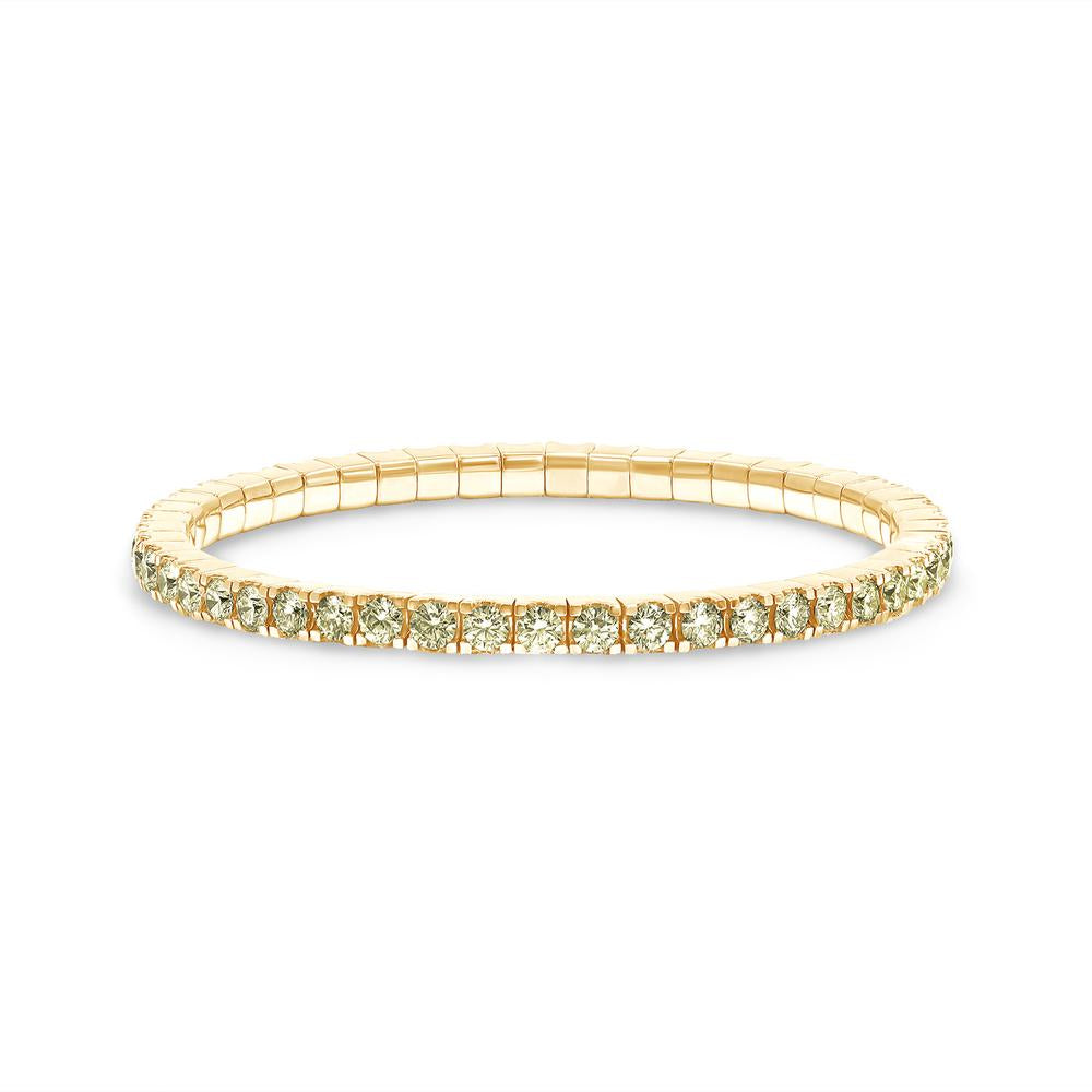 5.36 Cttw Yellow Lab Grown Diamond 3MM Width Stretchable Tennis Bracelet In 14K Solid Gold Jewelry, Size Small