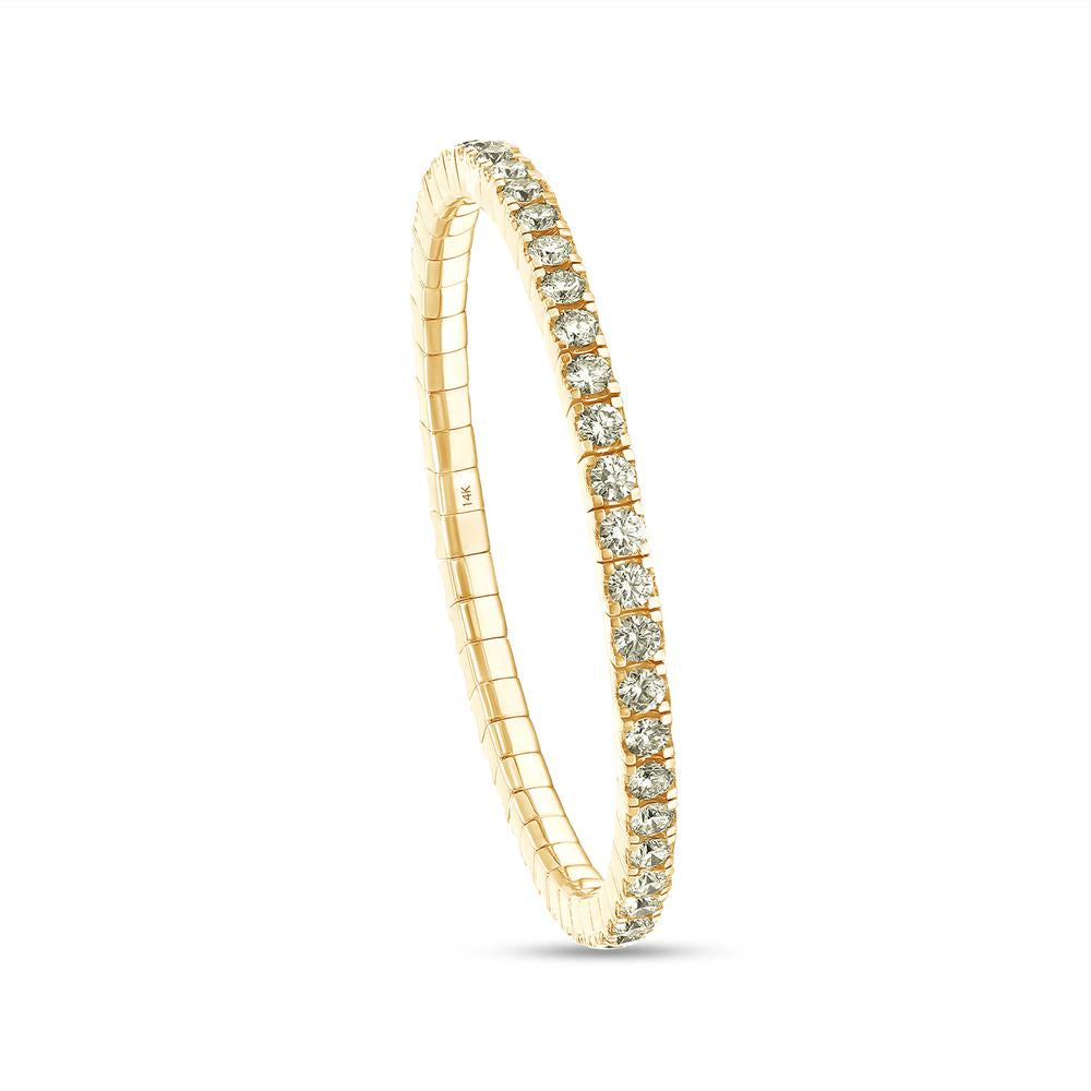 5.77 Cttw Yellow Lab Grown Diamond 3MM Width Stretchable Tennis Bracelet In 14K Solid Gold Jewelry, Size Medium