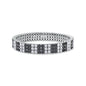 16.56 Cttw Black And White Lab Grown Diamond Three Row Stretchable Tennis Bracelet In 14K Solid Gold Jewelry, Size Small