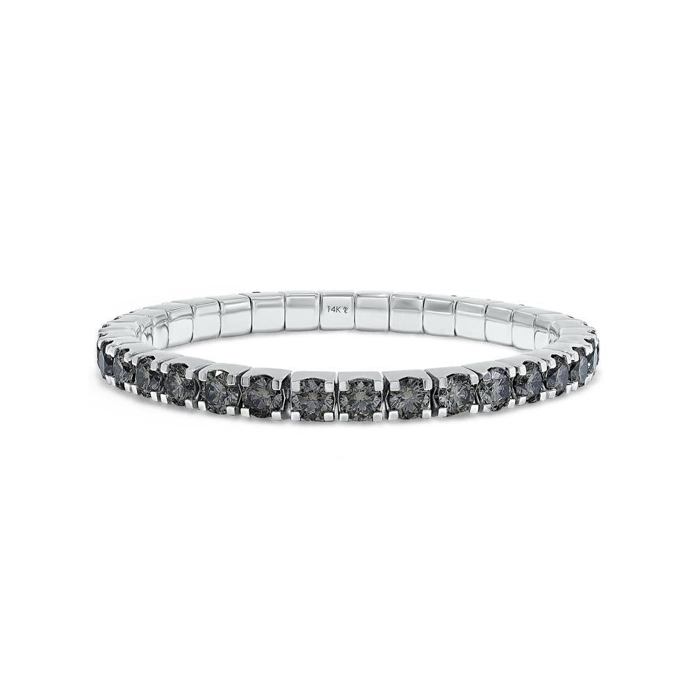 15.30 Cttw Black Lab Grown Diamond 5.6MM Width Stretchable Tennis Bracelet In 14K Solid Gold Jewelry, Size Small