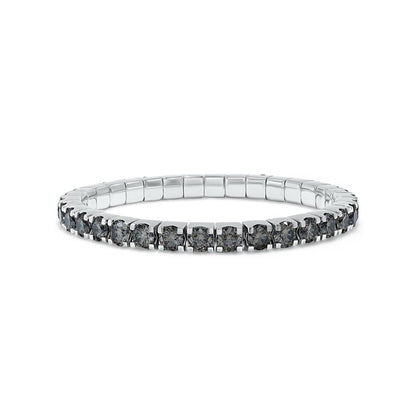 15.30 Cttw Black Lab Grown Diamond 5.6MM Width Stretchable Tennis Bracelet In 14K Solid Gold Jewelry, Size Small