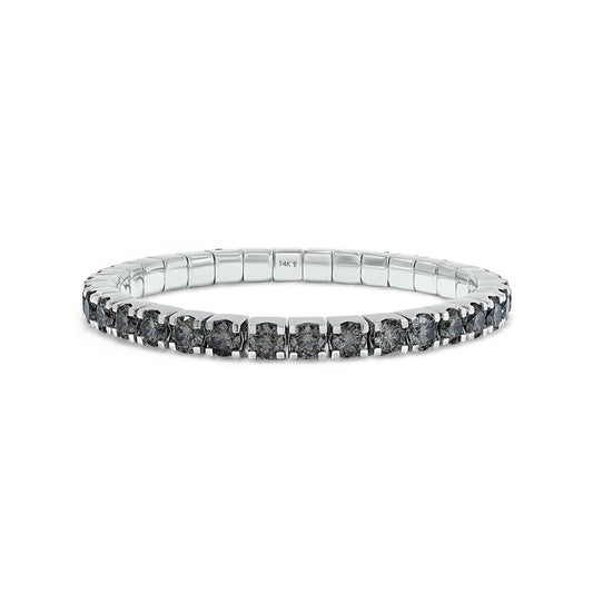 17.66 Cttw Black Lab Grown Diamond 5.6MM Width Stretchable Tennis Bracelet In 14K Solid Gold Jewelry, Size Large