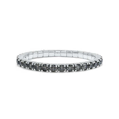 16.48 Cttw Black Lab Grown Diamond 5.6MM Width Stretchable Tennis Bracelet In 14K Solid Gold Jewelry, Size Medium