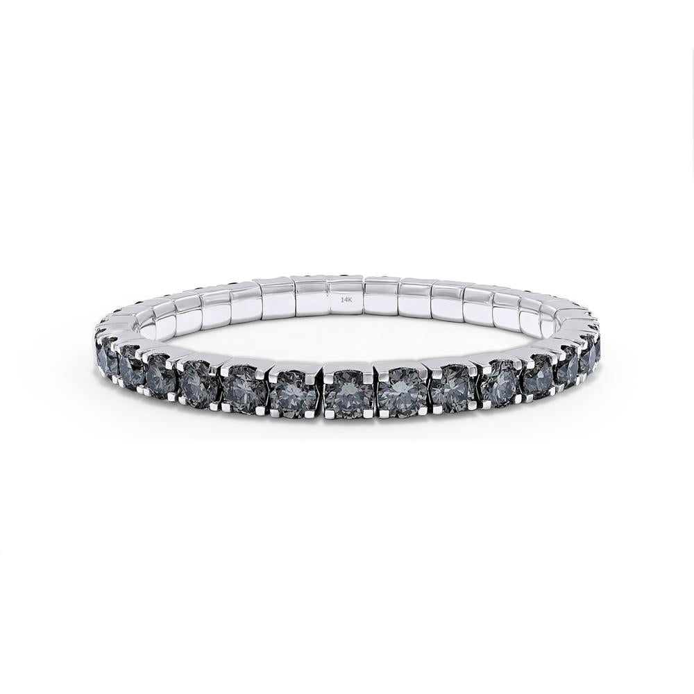 20.21 Cttw Black Lab Grown Diamond 5.6MM Width Stretchable Tennis Bracelet In 14K Solid Gold Jewelry, Size Large