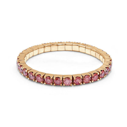 17.74 Cttw Pink Lab Grown Diamond 5.6MM Width Stretchable Tennis Bracelet In 14K Solid Gold Jewelry, Size Small