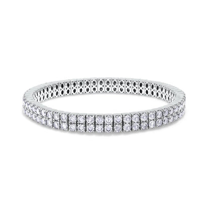 10.96 Cttw Lab Grown Diamond 3MM Width Two Row Stretchable Tennis Bracelet In 14K Solid Gold Jewelry, Size Small