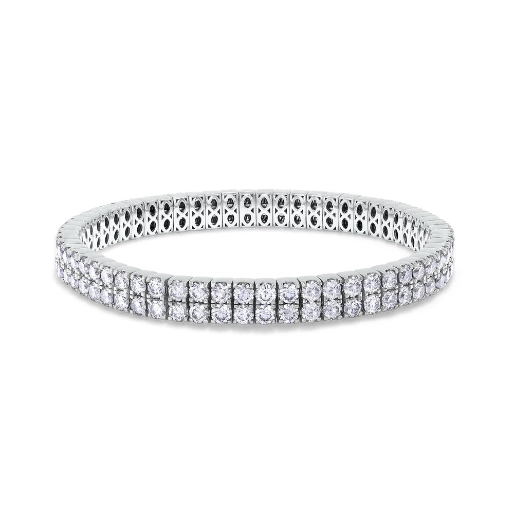 12.65 Cttw Lab Grown Diamond 3MM Width Two Row Stretchable Tennis Bracelet In 14K Solid Gold Jewelry, Size Large