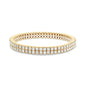 11.25 Cttw Yellow Lab Grown Diamond 3MM Width Two Row Stretchable Tennis Bracelet In 14K Solid Gold Jewelry, Size Small