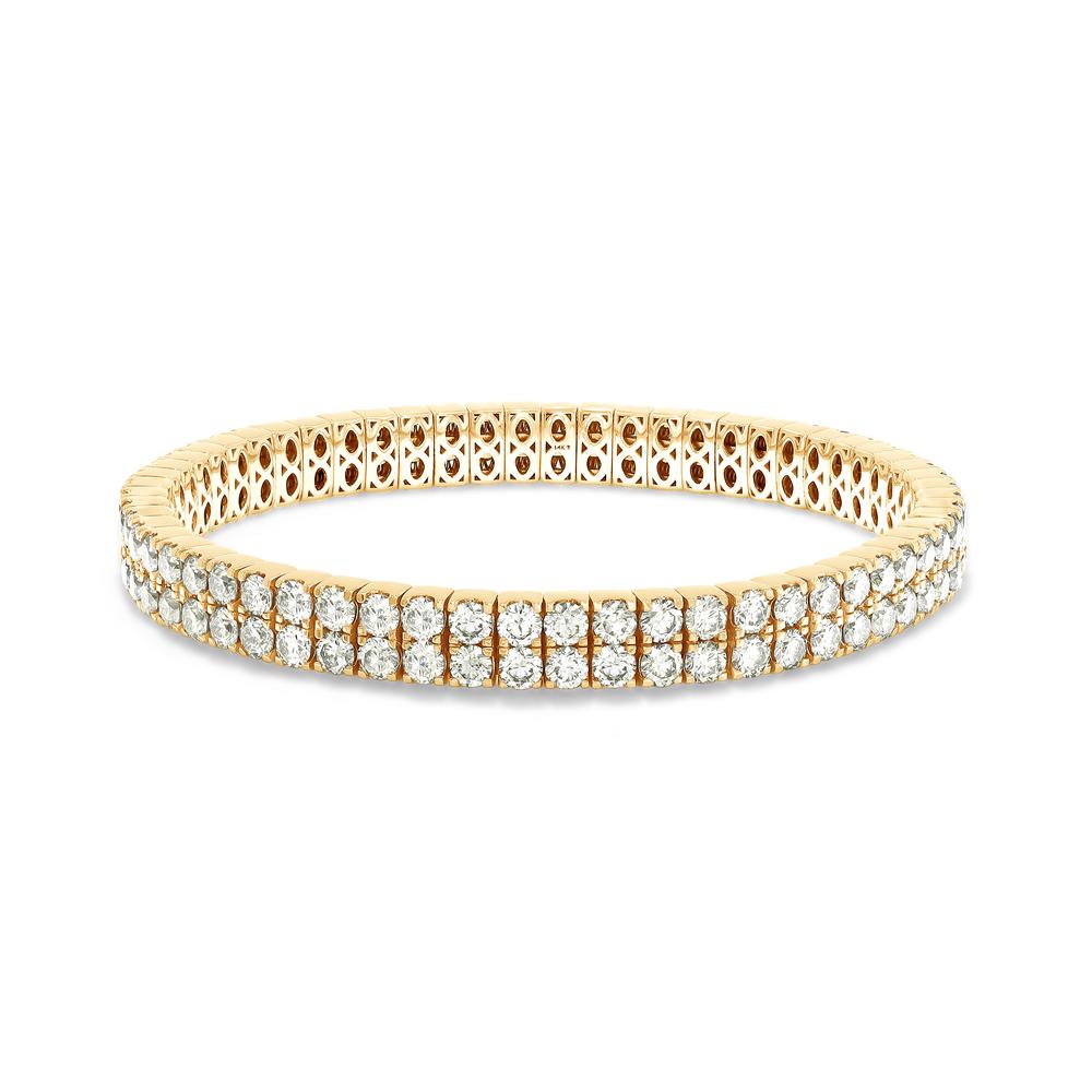 12.12 Cttw Yellow Lab Grown Diamond 3MM Width Two Row Stretchable Tennis Bracelet In 14K Solid Gold Jewelry, Size Medium