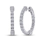 1.05 Cttw Round Shape Lab Grown Diamond Inside Outside Hoop Earrings In 14K Solid Gold Jewelry