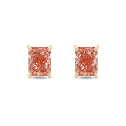 1.75 Cttw Emerald Shape Pink Lab Grown Diamond Solitaire Stud Earrings In 14K Solid Gold Jewelry