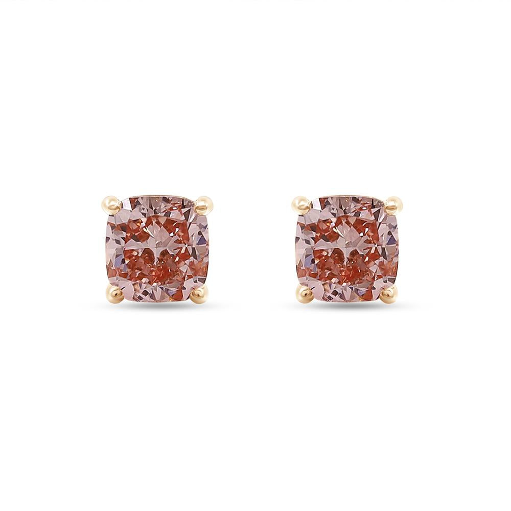 1.78 Cttw Cushion Shape Pink Lab Grown Diamond Solitaire Stud Earrings In 14K Solid Gold Jewelry