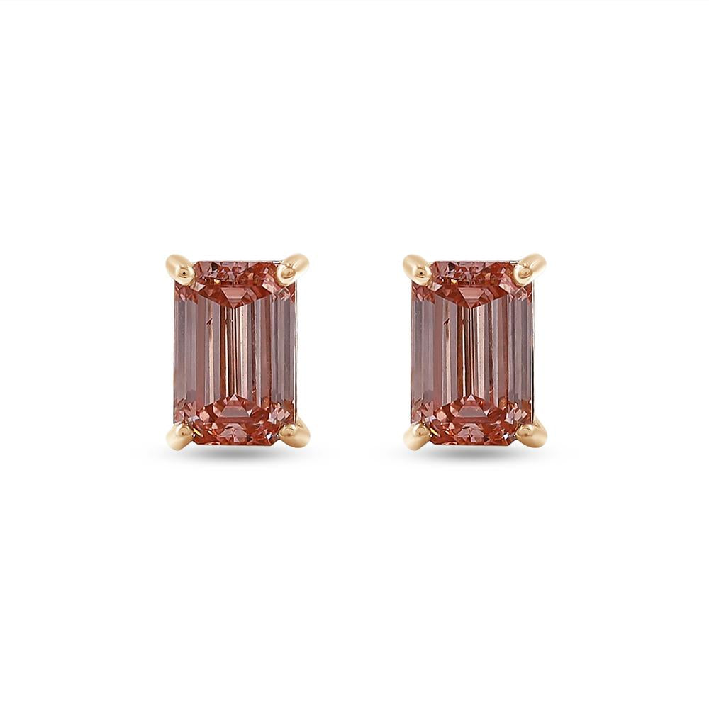 1.83 Cttw Radiant Shape Pink Lab Grown Diamond Solitaire Stud Earrings In 14K Solid Gold Jewelry