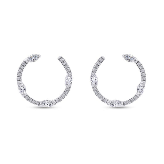 0.76 Cttw Marquise and Round Shape Lab Grown Diamond Hoop Earrings In 14K Solid Gold Jewelry