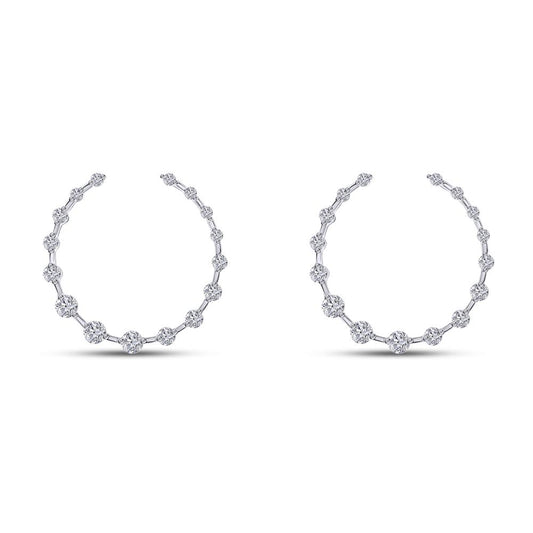 1.53 Cttw Round Shape Lab Grown Diamond Hoop Earrings In 14K Solid Gold Jewelry