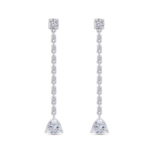1.34 Cttw Trillion and Round Shape Lab Grown Diamond Dangle Drop Earrings In 14K Solid Gold Jewelry