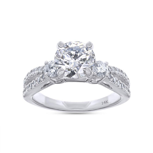 1.41 Cttw Round Shape Lab Grown Diamond Split Shank Engagement Ring In 14K Solid Gold Jewelry