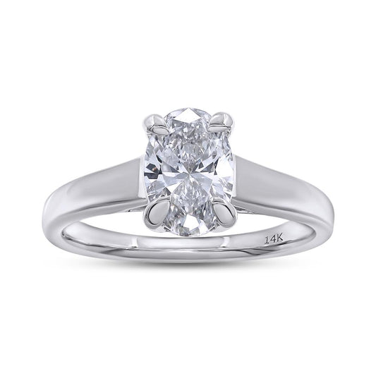 1.04 Cttw Oval Shape Lab Grown Diamond Solitaire Ring In 14K Solid Gold Jewelry