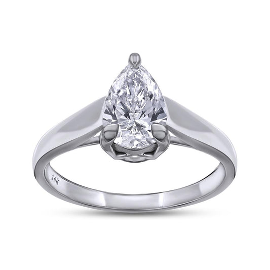1.02 Cttw Pear Shape Lab Grown Diamond Solitaire Ring In 14K Solid Gold Jewelry