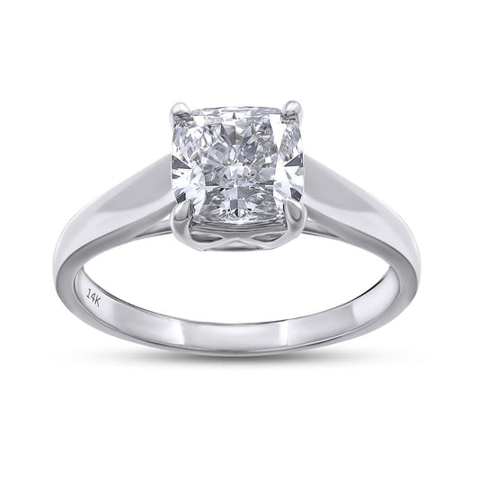 1.51 Cttw Cushion Cut Lab Grown Diamond Solitaire Ring In 14K Solid Gold Jewelry