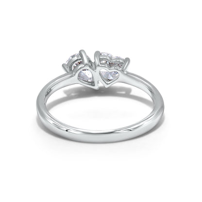 1 Carat Pear & Heart Shape Lab Grown Diamond 2-Stone Toi Et Moi Engagement Promise Ring in 14K Solid Gold Jewelry