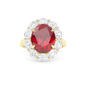 14K Solid Gold 6.35 Carat Lab Grown Diamond Oval Cluster Ruby Engagement Ring