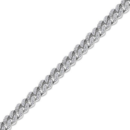 7.58 Cttw Round Shape Lab Grown Diamond 9MM Width Double Row Cuban Chain Necklace In 14K Solid Gold Jewelry, 14 Long With 4" Extender"