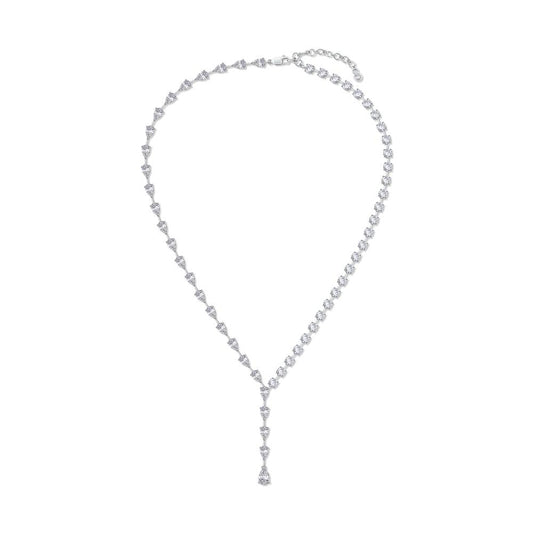 23.48 Cttw Pear and Round Shape Lab Grown Diamond Single Row Drop Chain Necklace In 14K Solid Gold Jewelry, 14 Long With 3" Extender"