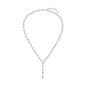 25.04 Cttw Pear and Round Shape Lab Grown Diamond Single Row Drop Chain Necklace In 14K Solid Gold Jewelry, 15 Long With 3" Extender"