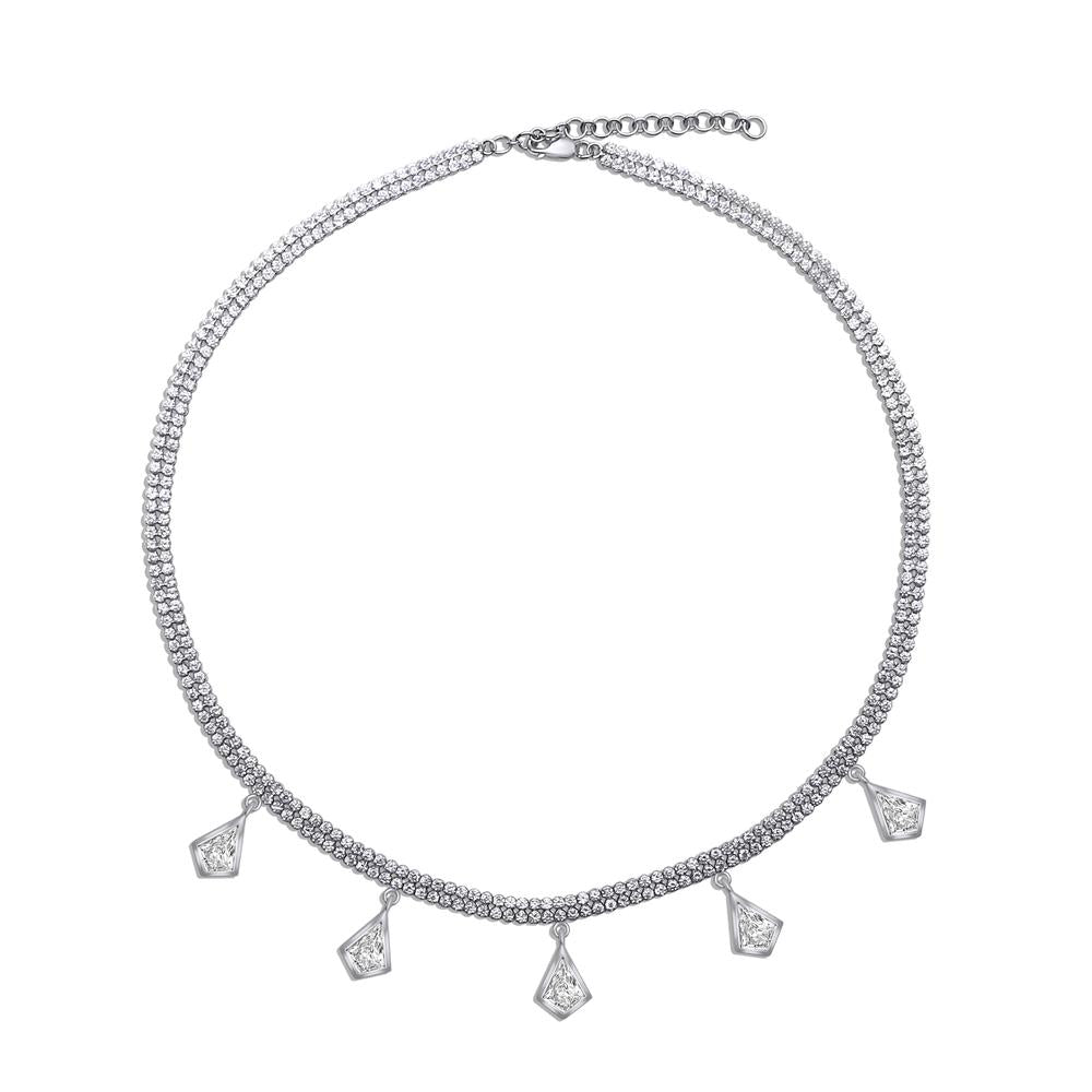 11.21 Cttw Kite and Round Shape Lab Grown Diamond 1.7MM Width Double Row Five Stone Drop Tennis Necklace In 14K Solid Gold Jewelry, 14 Long With 2" Extender"