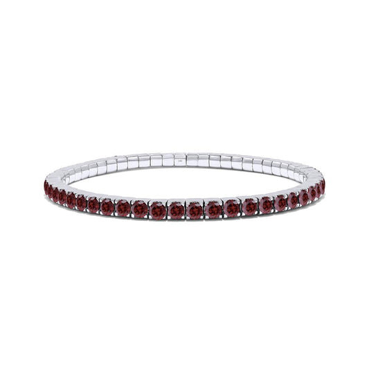 4.74 Cttw Red Lab Grown Diamond 3MM Width Stretchable Tennis Bracelet In 14K Solid Gold Jewelry, Size Small