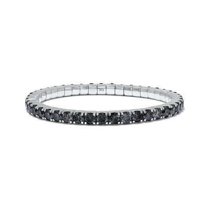 10.56 Cttw Black Lab Grown Diamond 4MM Width Stretchable Tennis Bracelet In 14K Solid Gold Jewelry, Size Small