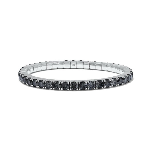 11.37 Cttw Black Lab Grown Diamond 4MM Width Stretchable Tennis Bracelet In 14K Solid Gold Jewelry, Size Medium