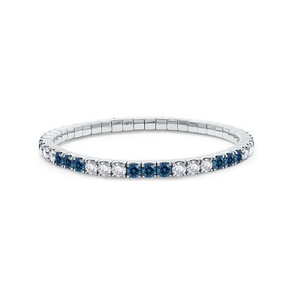 10.27 Cttw Blue And White Lab Grown Diamond 4MM Width Stretchable Tennis Bracelet In 14K Solid Gold Jewelry, Size Small