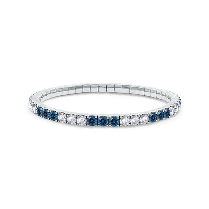 11.06 Cttw Blue And White Lab Grown Diamond 4MM Width Stretchable Tennis Bracelet In 14K Solid Gold Jewelry, Size Medium