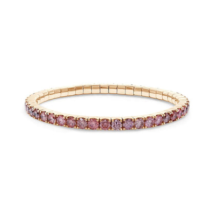 9.34 Cttw Pink Lab Grown Diamond 4MM Width Stretchable Tennis Bracelet In 14K Solid Gold Jewelry, Size Small