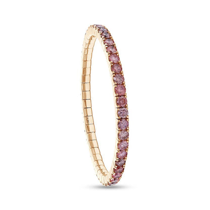 9.34 Cttw Pink Lab Grown Diamond 4MM Width Stretchable Tennis Bracelet In 14K Solid Gold Jewelry, Size Small