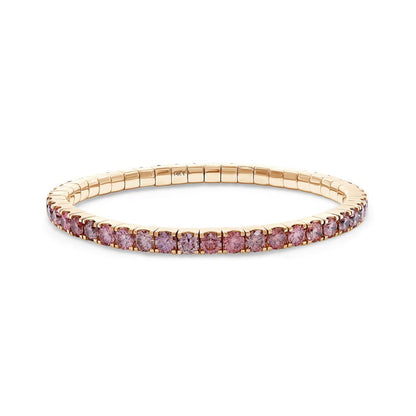 10.78 Cttw Pink Lab Grown Diamond 4MM Width Stretchable Tennis Bracelet In 14K Solid Gold Jewelry, Size Large