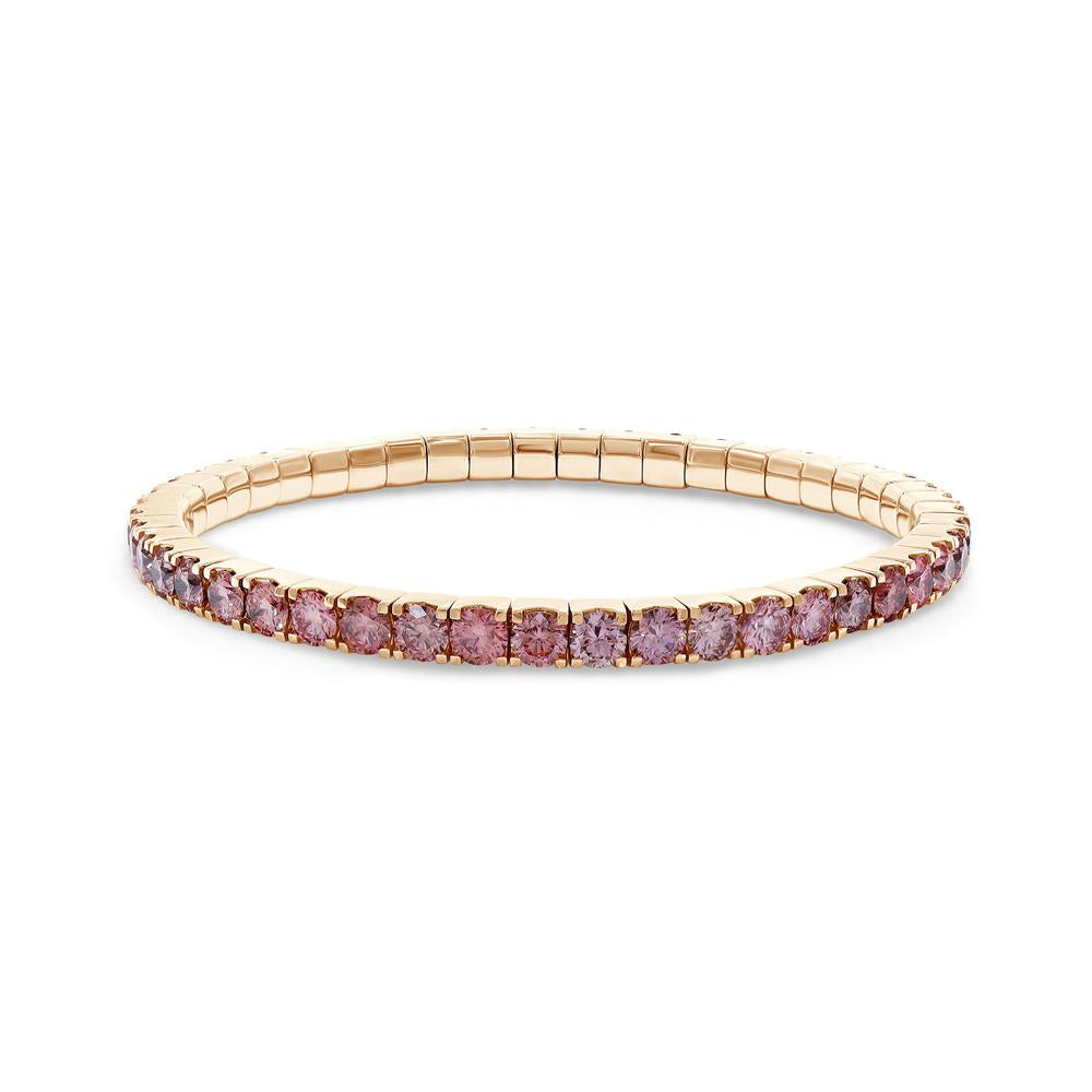 10.78 Cttw Pink Lab Grown Diamond 4MM Width Stretchable Tennis Bracelet In 14K Solid Gold Jewelry, Size Large