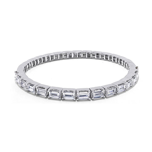 6.10 Cttw Lab Grown Diamond Stretchable Tennis Bracelet In 14K Solid Gold Jewelry, Size Large