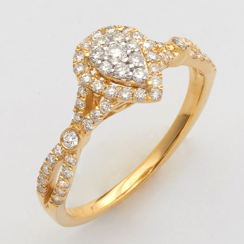 14KY 0.50CTW DIAMOND PEAR CLUSTER RING