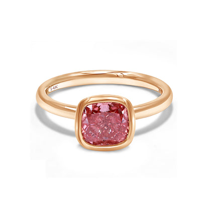 1.50 Cttw Cushion Shape Pink Lab Grown Diamond Solitaire Ring In 14K Solid Gold Jewelry