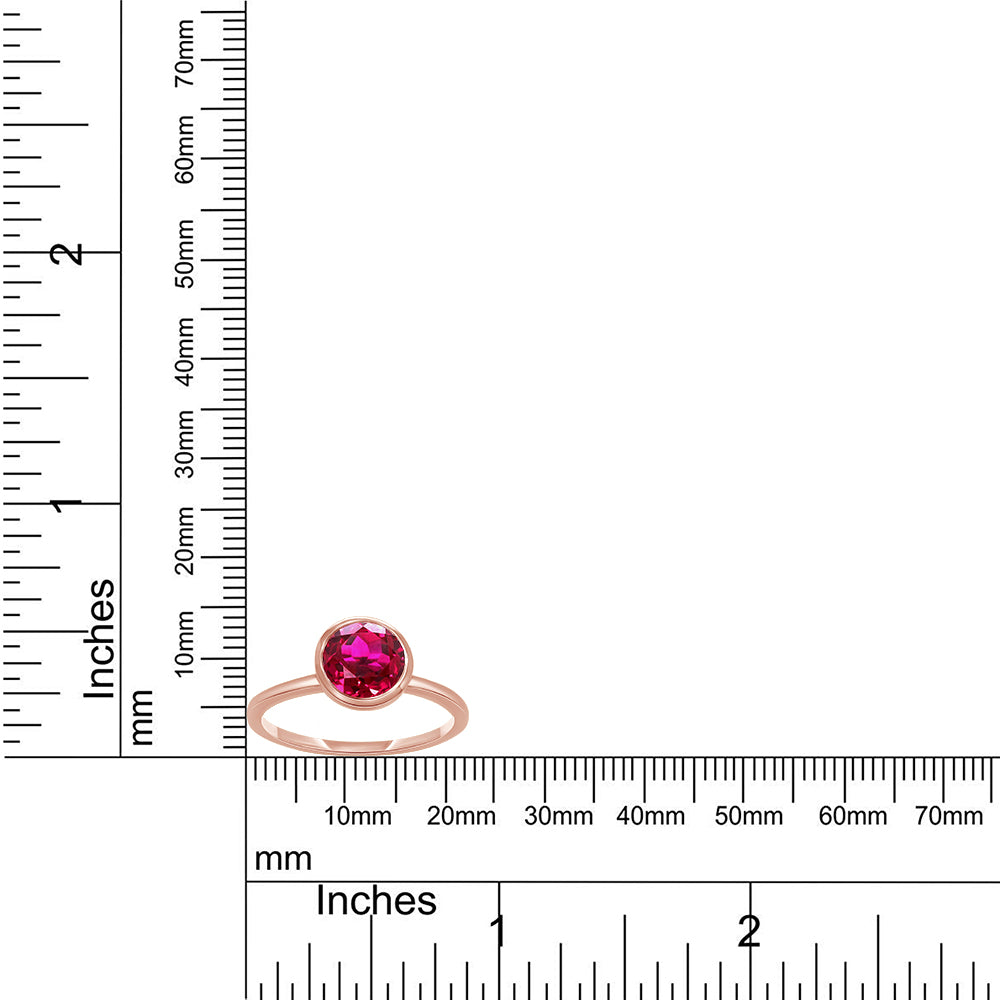 7MM Round Cut IGI Certified Lab Grown Ruby Bezel Set Solitaire Engagement Promise Ring For Women In 10K Solid Gold (SI Clarity, 1.75 Cttw)