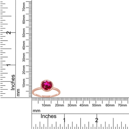 7MM Round Cut IGI Certified Lab Grown Ruby Bezel Set Solitaire Engagement Promise Ring For Women In 10K Solid Gold (SI Clarity, 1.75 Cttw)