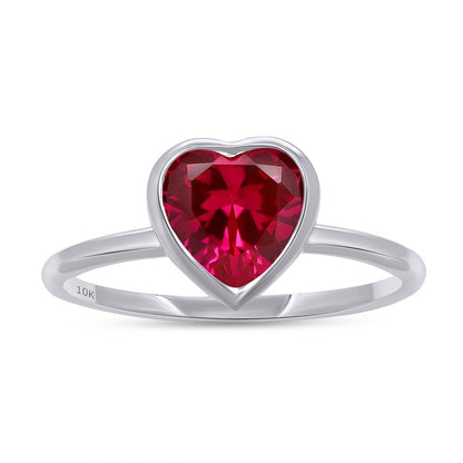 6.5MM Heart Cut IGI Certified Lab Grown Ruby Bezel Set Solitaire Engagement Promise Ring For Women In 10K Solid Gold (SI Clarity, 1.25 Cttw)