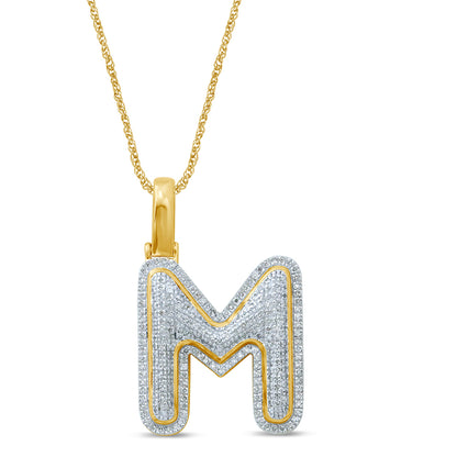 10K 0.38-0.49CT DBUBBLE LETTER " M "