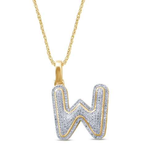 10K 0.37-0.51CT D-BUBBLE LETTER " W "