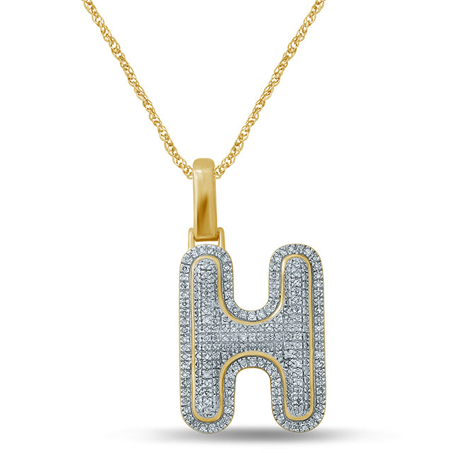 10K 0.31-0.46CT D-BUBBLE LETTER " H "